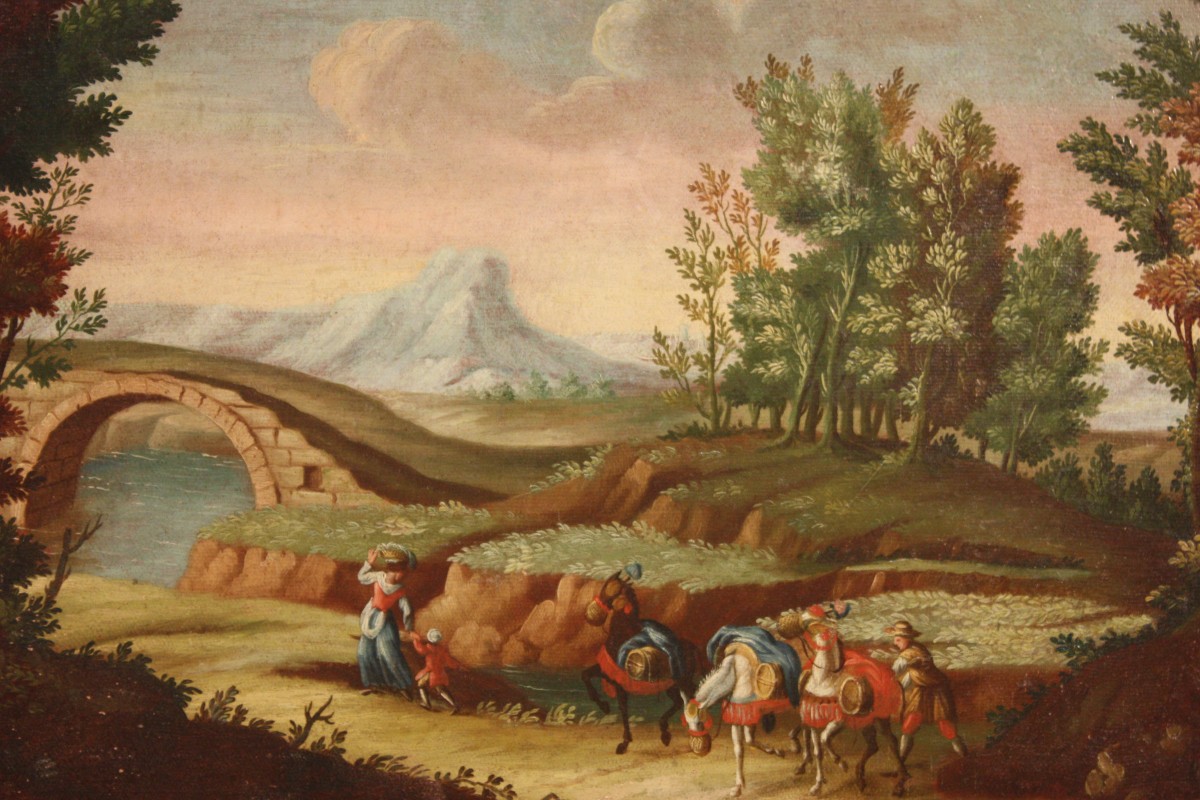 Splendido dipinto italiano olio su tela, della fine del XVIII secolo